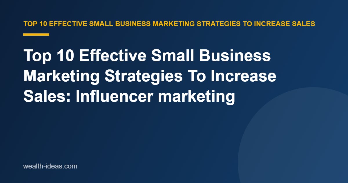 Top 10 Effective Small Business Marketing Strategies To Increase Sales: Influencer marketing